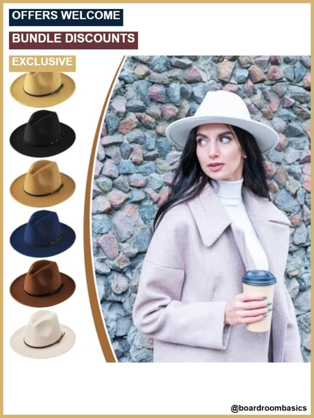 6 Pack Felt Fedora Hats for Women Men with Belt Buckle
